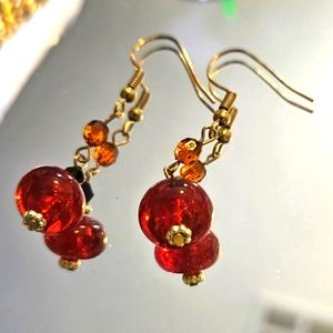 Red Lucite Crystal Dangles